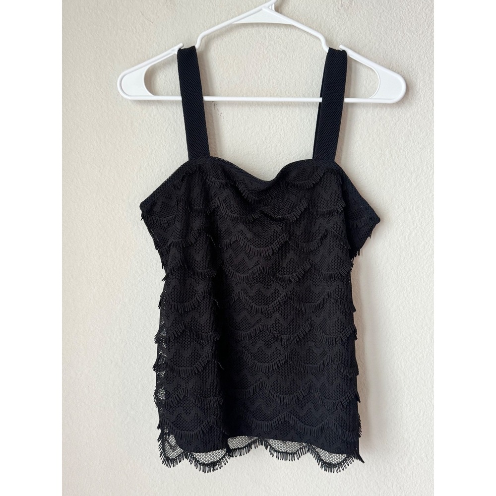 Ann Taylor Petite Black Tiered Lace Camisole Top Sweetheart Neck MP 16584426